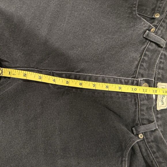 LL Bean Women Black Denim Jeans Faded Distressed 16 Petite Relaxed Fit - Picture 6 of 7